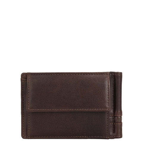 Elephant Pattern Leather Money Clip - Brown