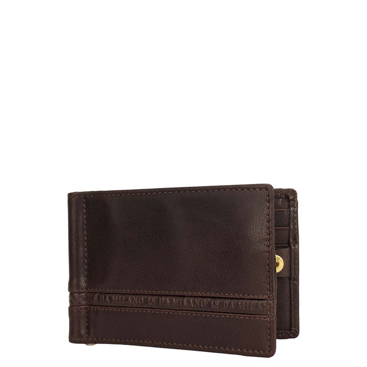 Elephant Pattern Leather Money Clip - Brown