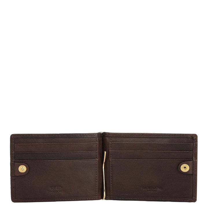Elephant Pattern Leather Money Clip - Brown