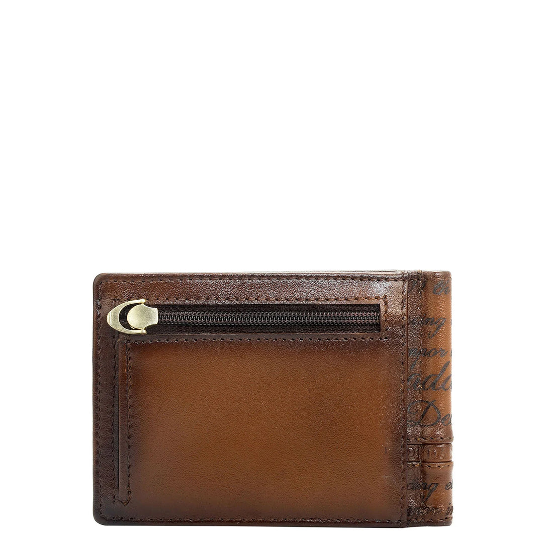 6 Slots Leather Money Clip - Cognac