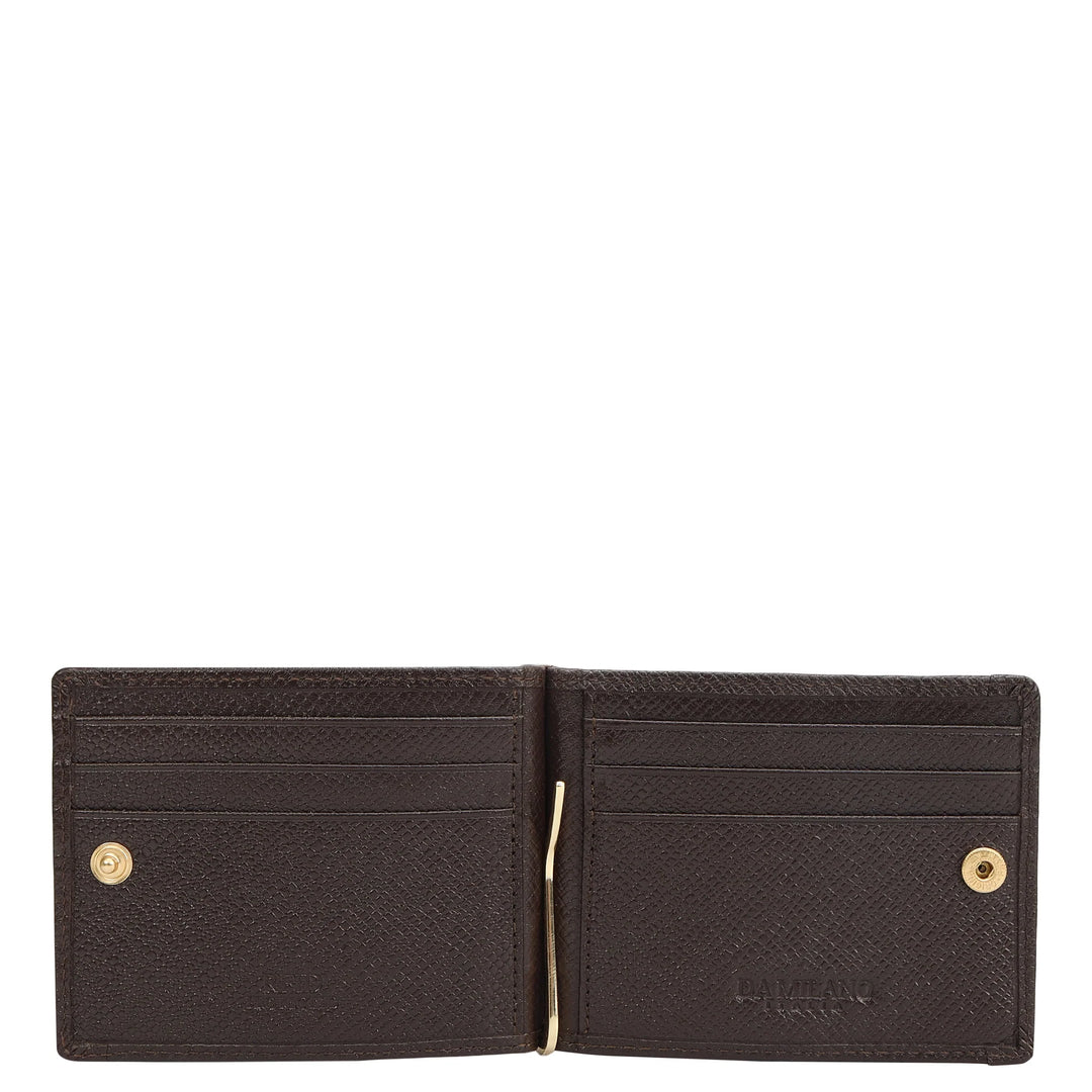 Croco Leather Money Clip - Walnut
