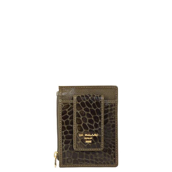 Croco Franzy Leather Money Clip - Military Green