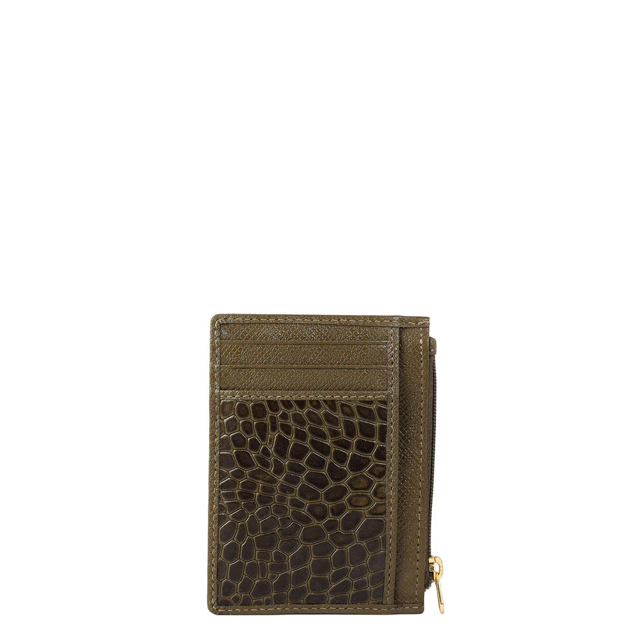 Croco Franzy Leather Money Clip - Military Green