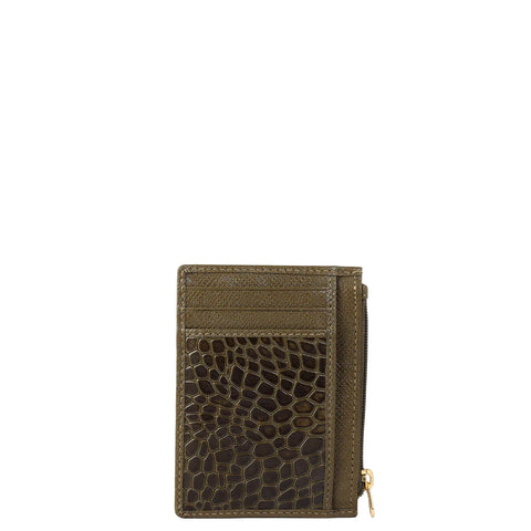 Croco Franzy Leather Money Clip - Military Green