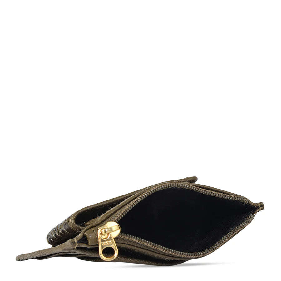 Croco Franzy Leather Money Clip - Military Green