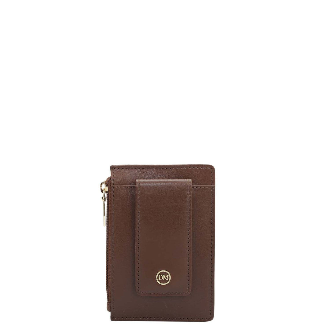 Plain Leather Money Clip - Brown