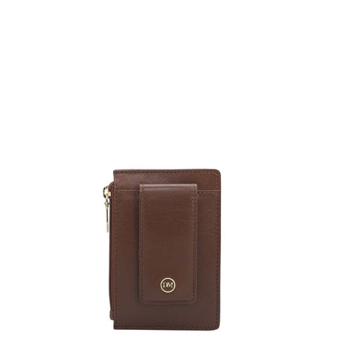 Plain Leather Money Clip - Brown