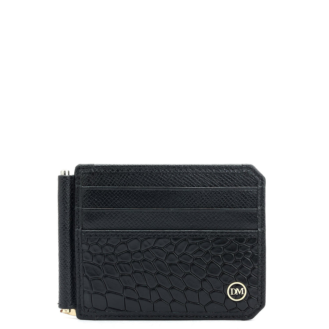 12 Slots Leather Money Clip - Black