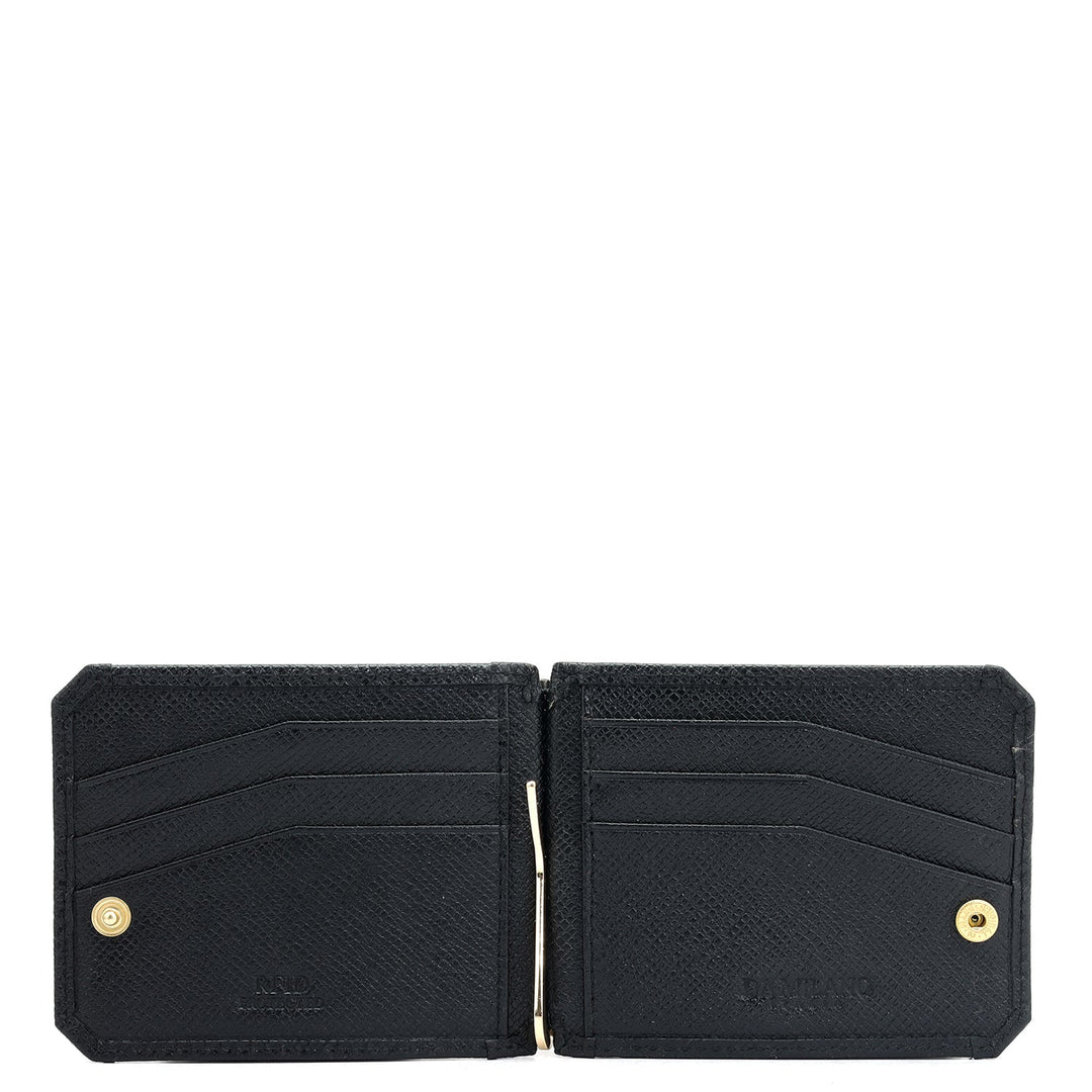 12 Slots Leather Money Clip - Black