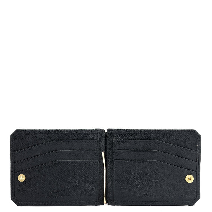 12 Slots Leather Money Clip - Black
