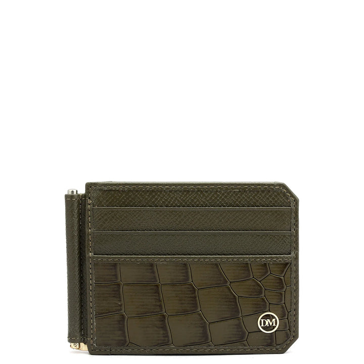 12 Slots Leather Money Clip - Military Green