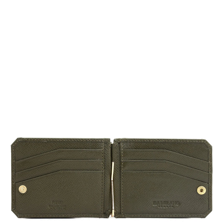 12 Slots Leather Money Clip - Military Green