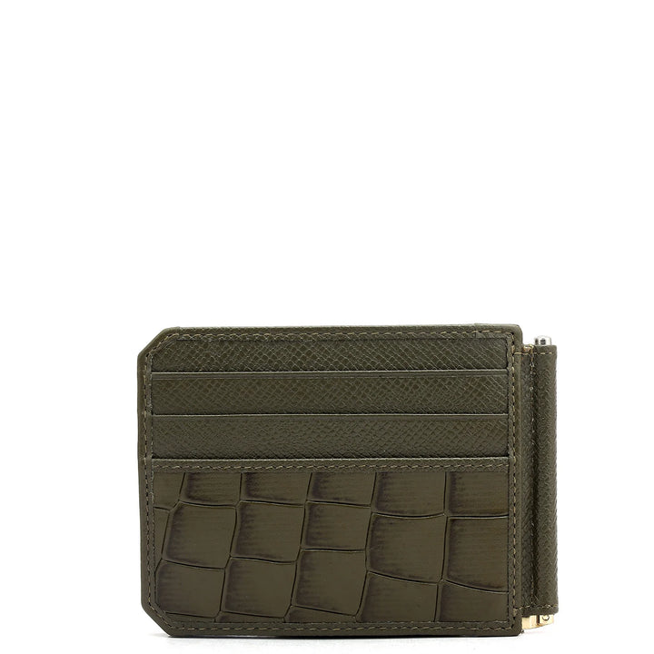 12 Slots Leather Money Clip - Military Green