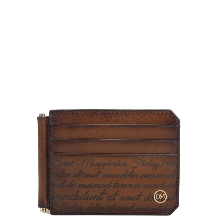 12 Slots Leather Money Clip - Cognac