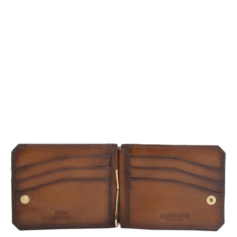 12 Slots Leather Money Clip - Cognac