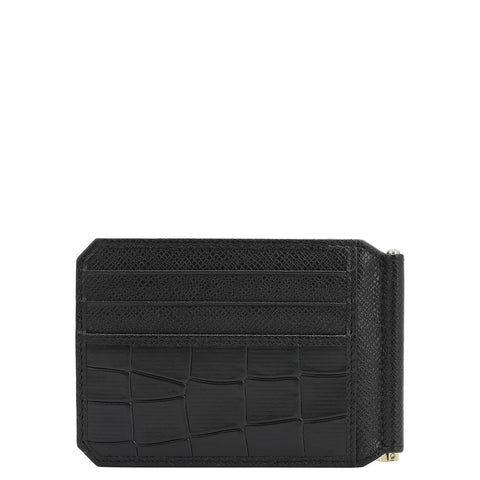 Multi Slot Leather Money Clip - Black
