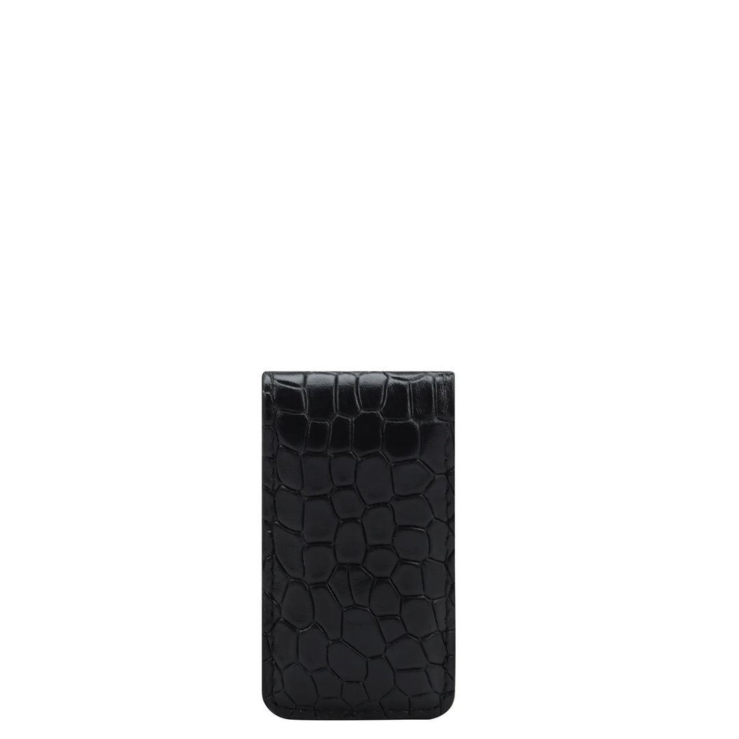 Croco Leather Money Clip - Black