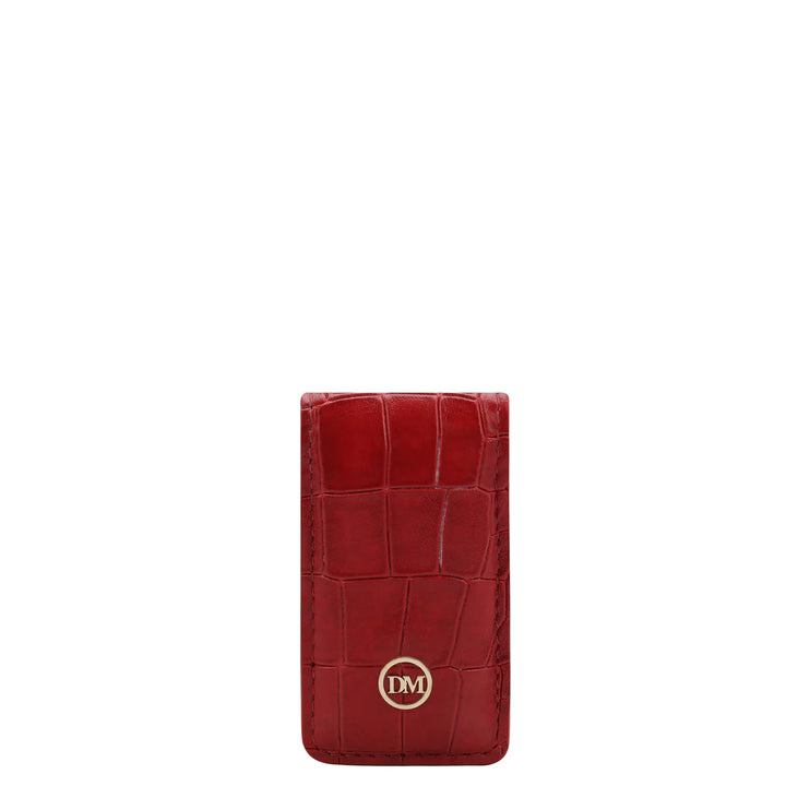 Croco Leather Money Clip - Red