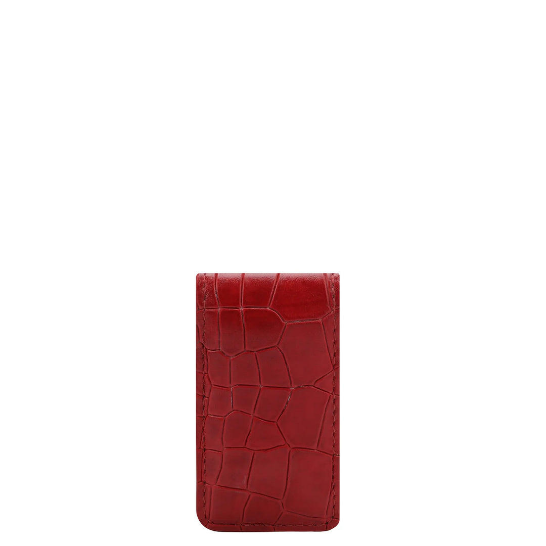 Croco Leather Money Clip - Red