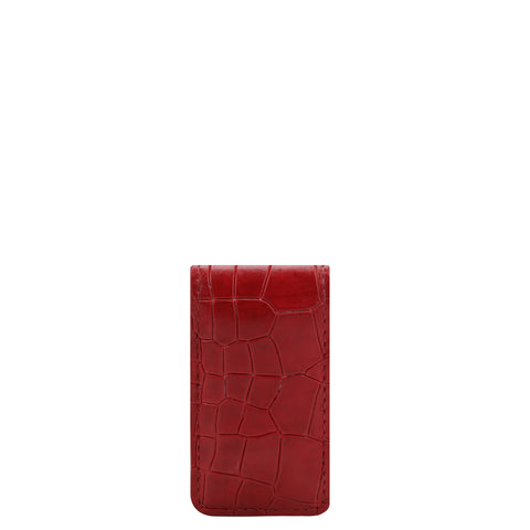 Croco Leather Money Clip - Red