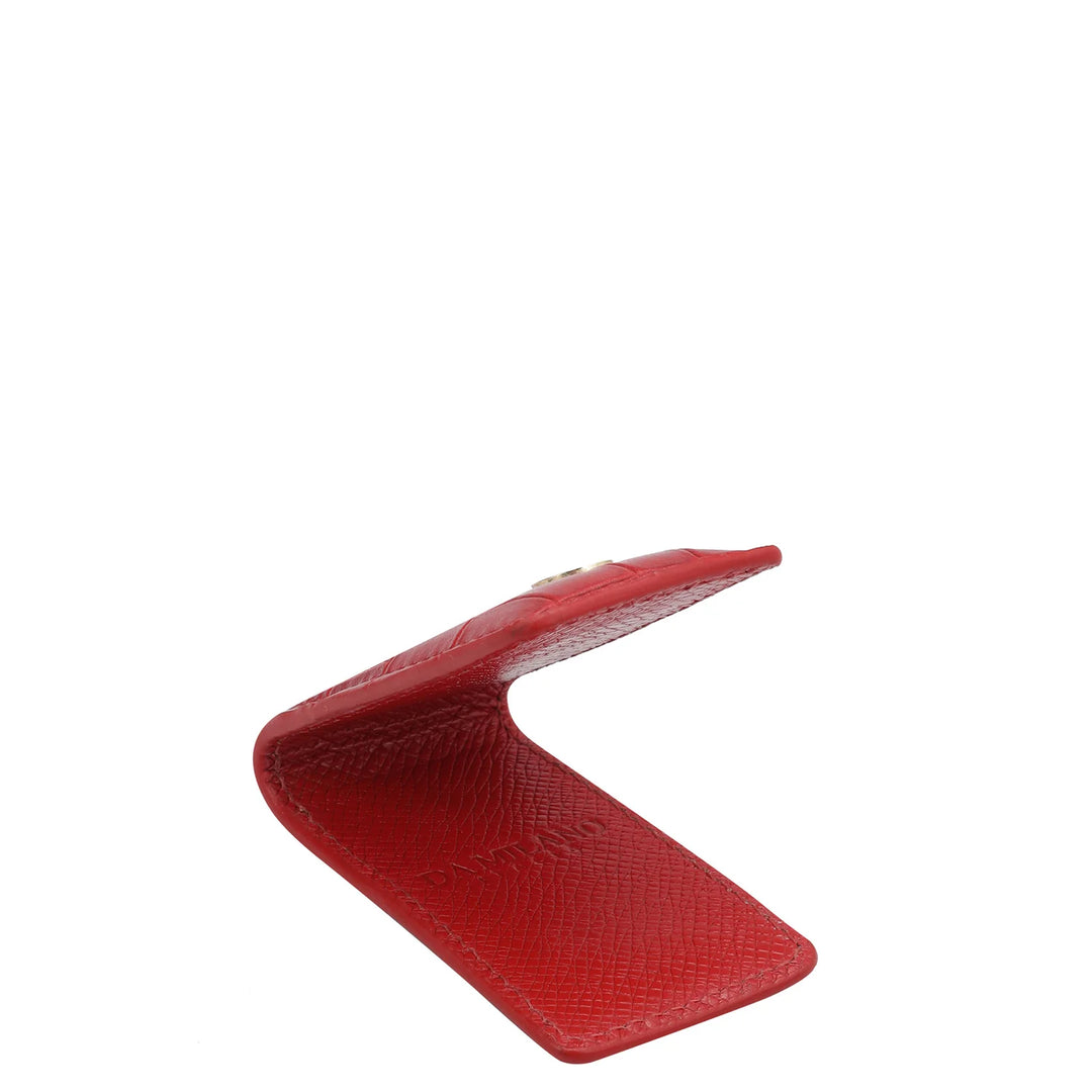 Croco Leather Money Clip - Red