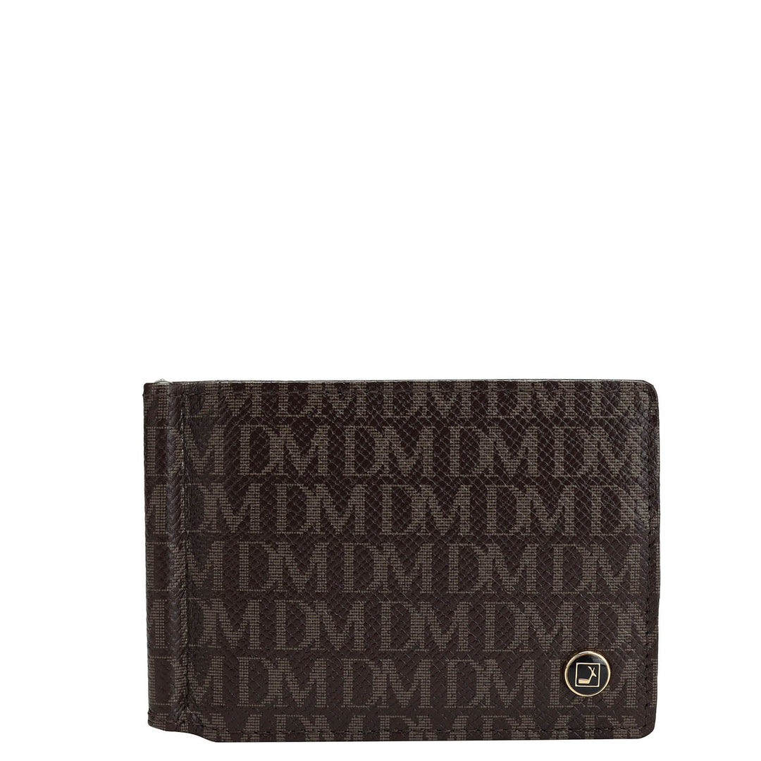 Monogram Leather Money Clip - Chocolate