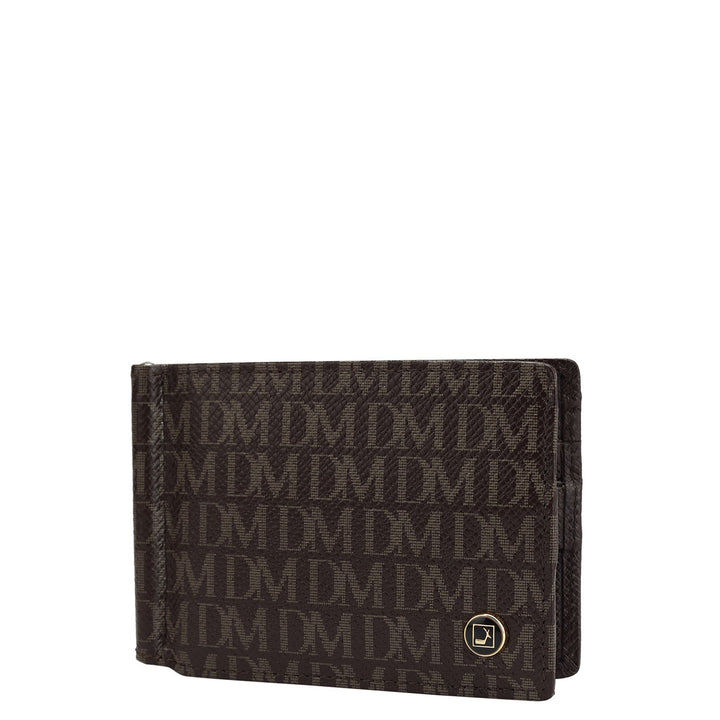 Monogram Leather Money Clip - Chocolate