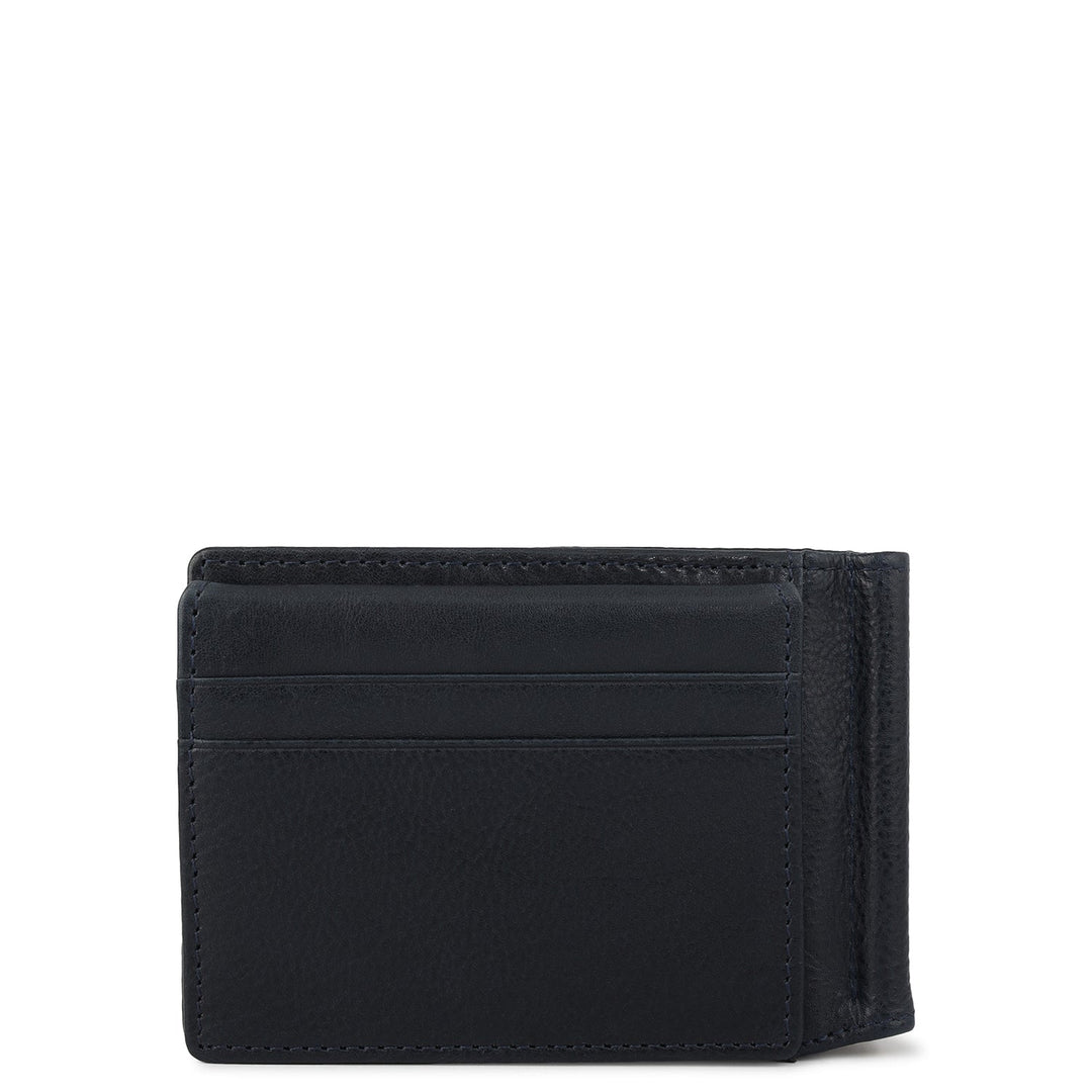 Plain Leather Money Clip - Navy