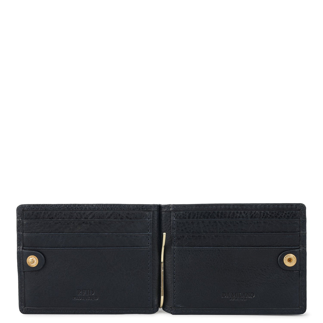 Plain Leather Money Clip - Navy