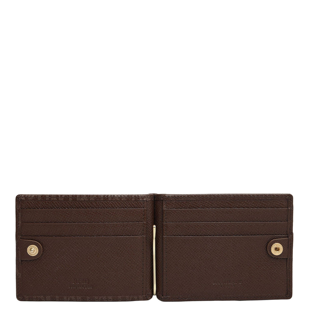 Monogram Leather Money Clip - Walnut