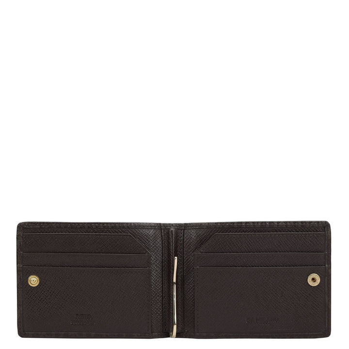 Monogram Leather Money Clip - Chocolate