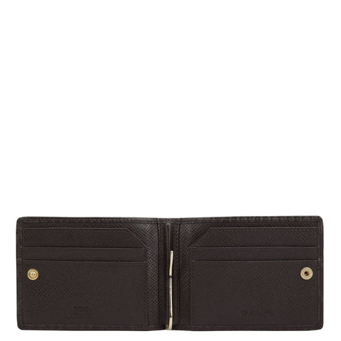 Monogram Leather Money Clip - Chocolate