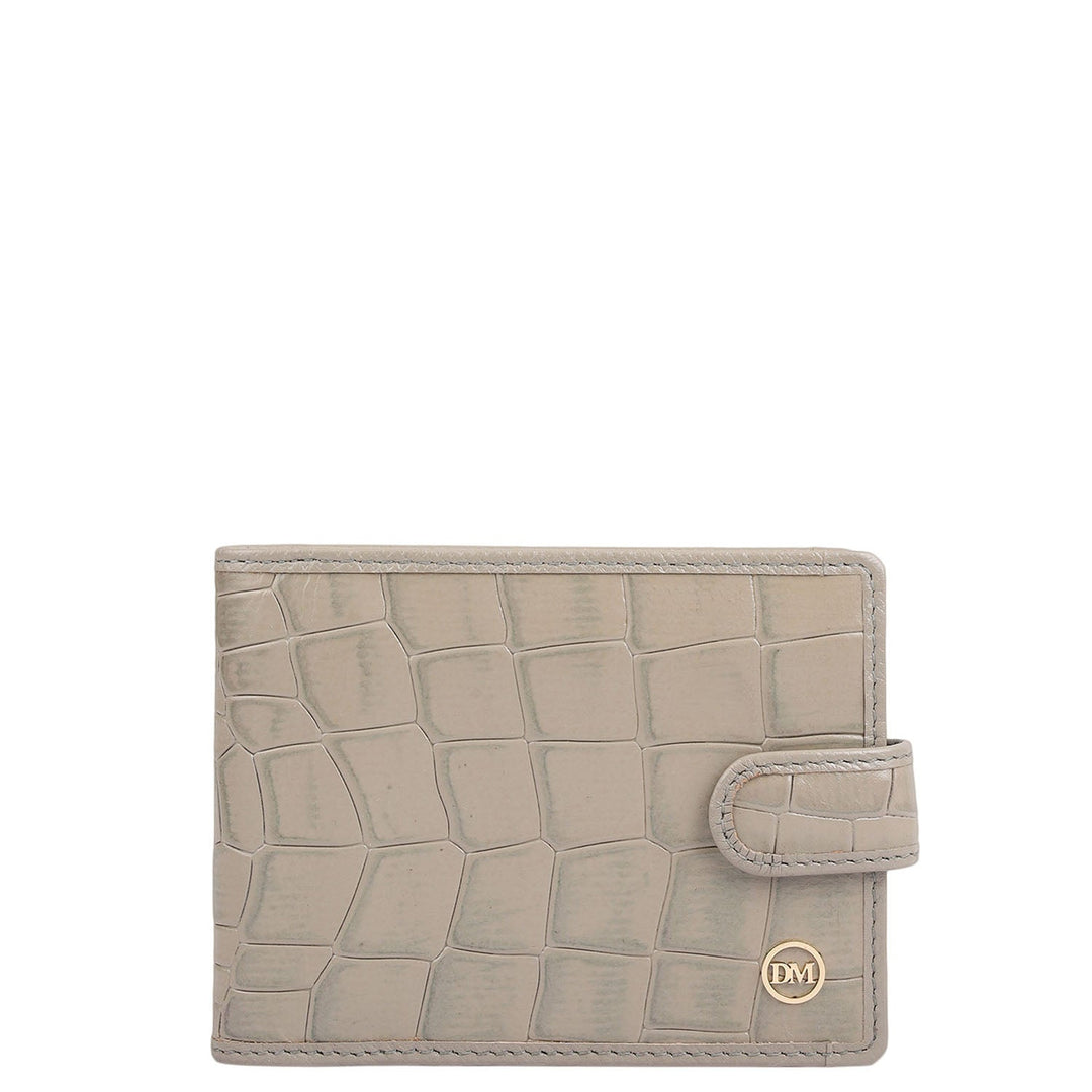 Croco Leather Money Clip - Stone Grey