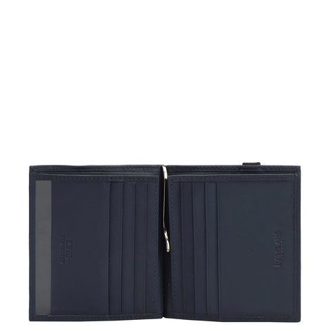 Calf Leather Money Clip - Navy