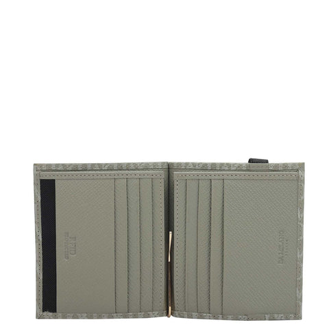 Monogram Leather Money Clip - Stone Grey