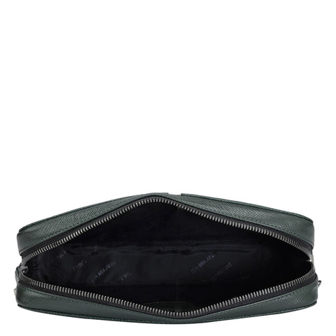 Franzy Leather Multi Pouch - Petrol Green