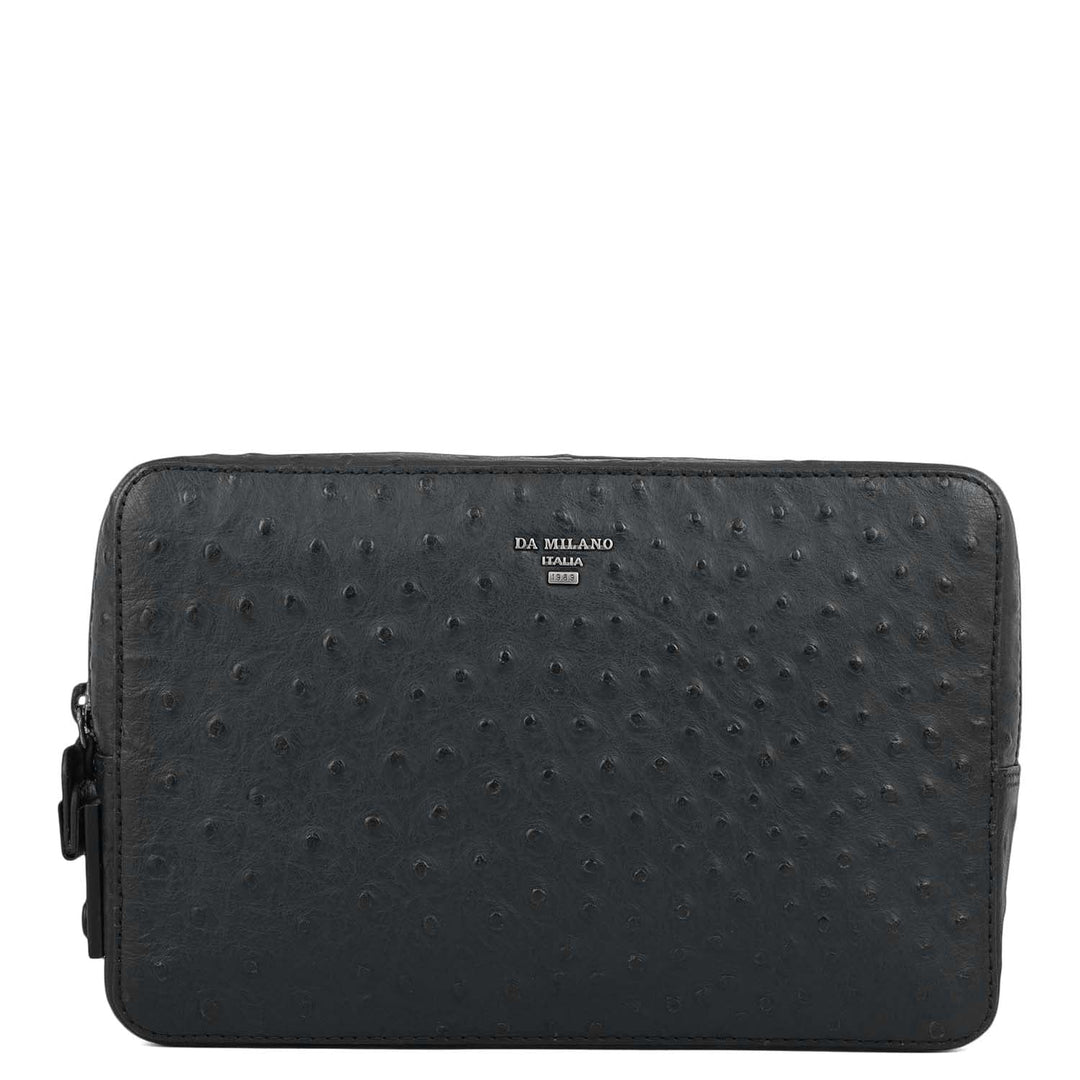Ostrich Leather Multi Pouch - Black