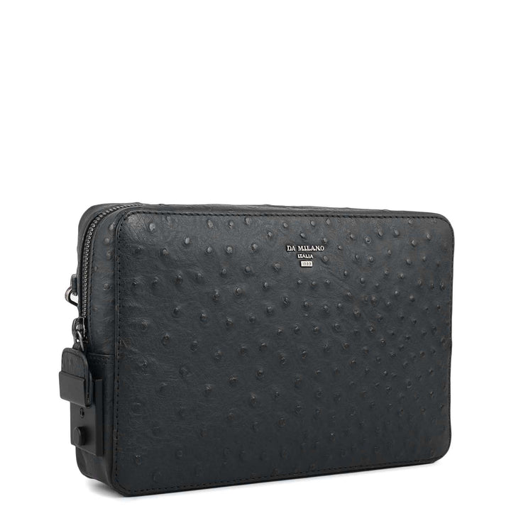 Ostrich Leather Multi Pouch - Black