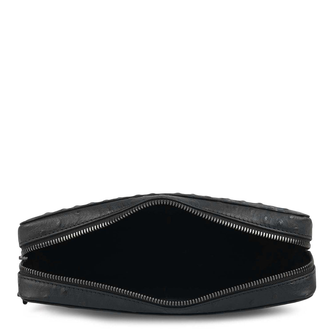 Ostrich Leather Multi Pouch - Black