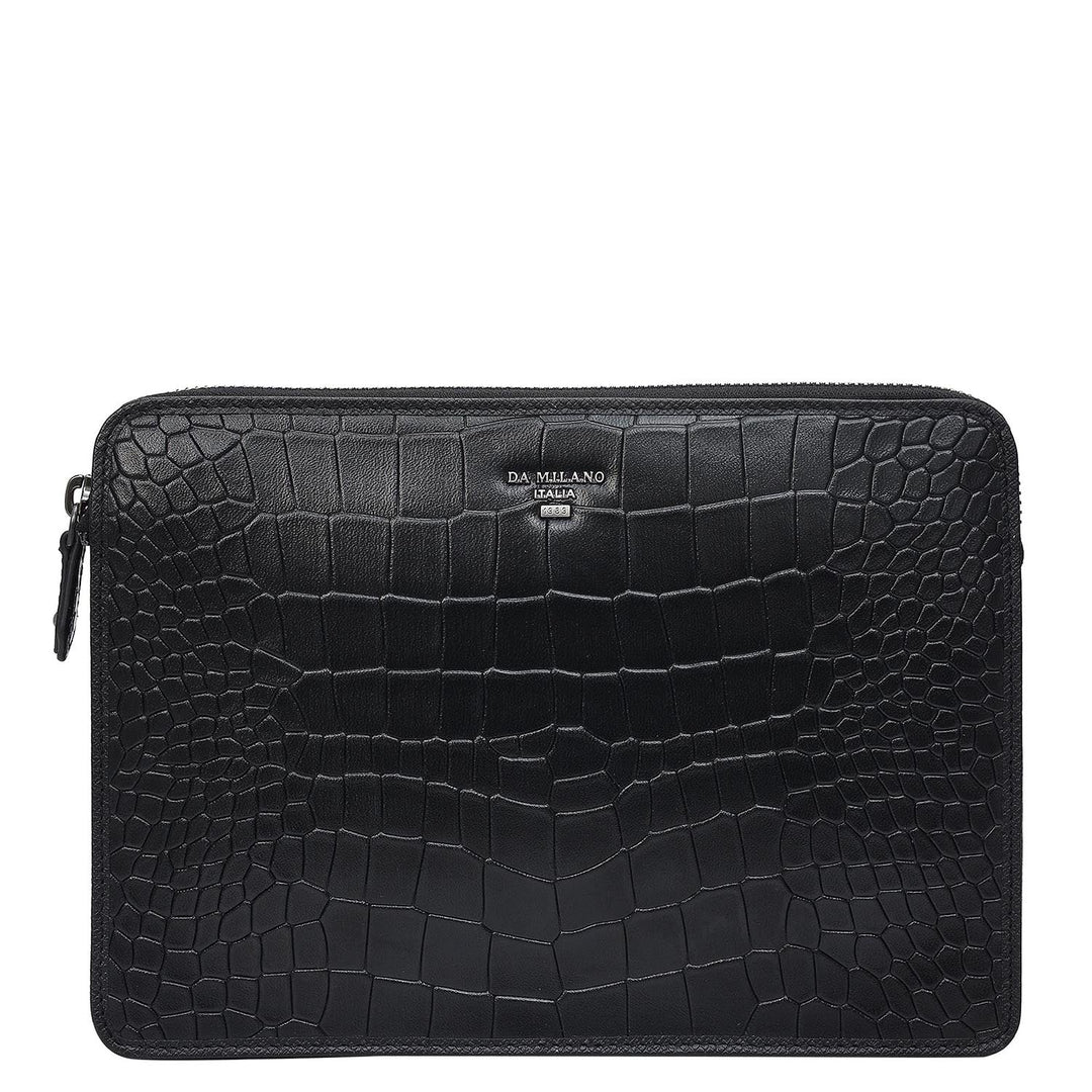 Croco Leather Multi Pouch - Black