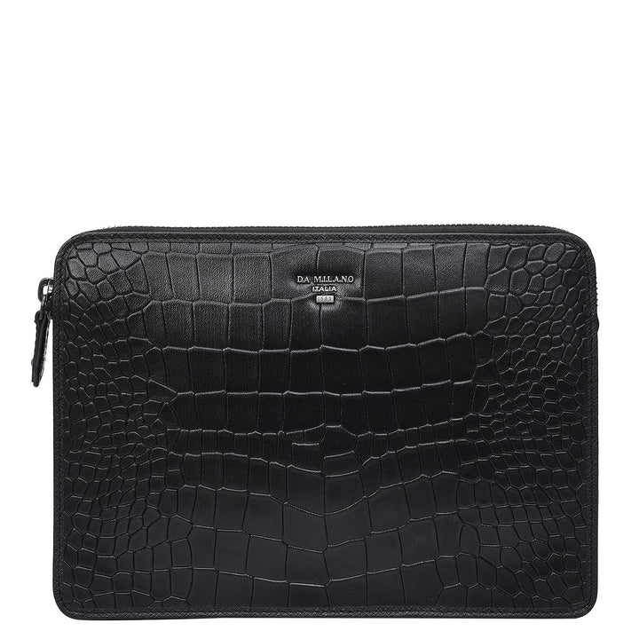Croco Leather Multi Pouch - Black