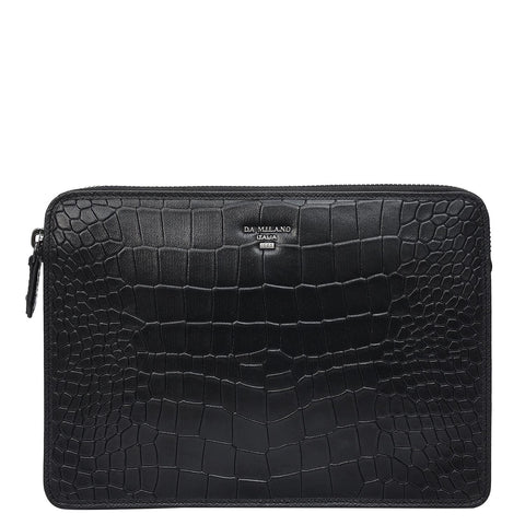 Croco Leather Multi Pouch - Black