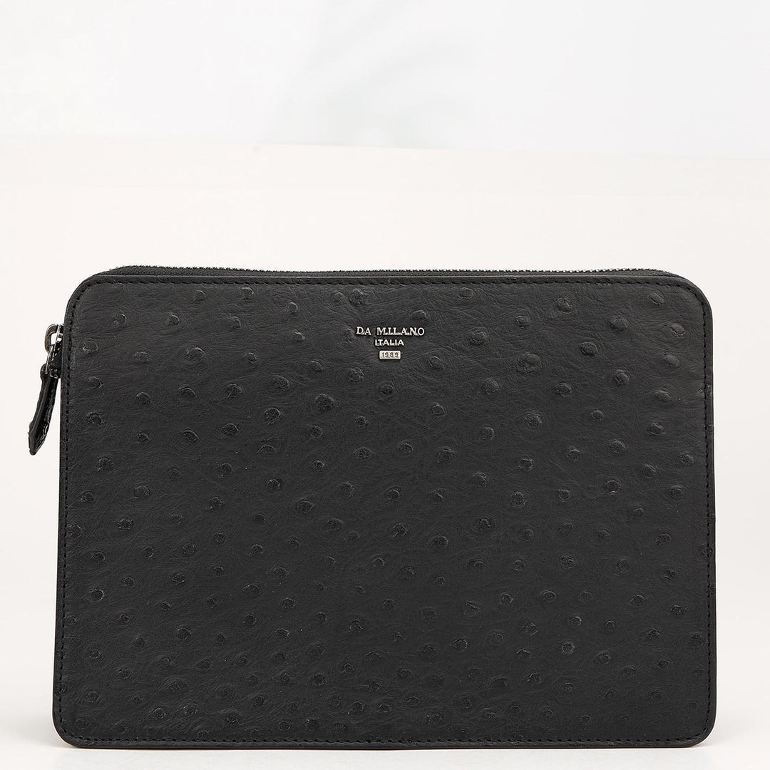 Ostrich Leather Multi Pouch - Black