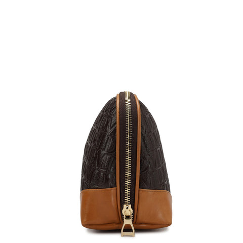 Large Monogram Leather Multi Pouch - Chocolate