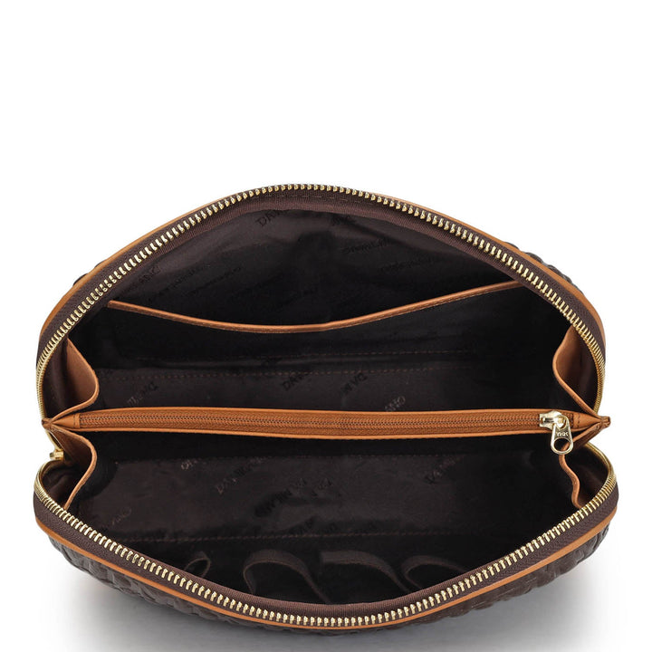 Large Monogram Leather Multi Pouch - Chocolate