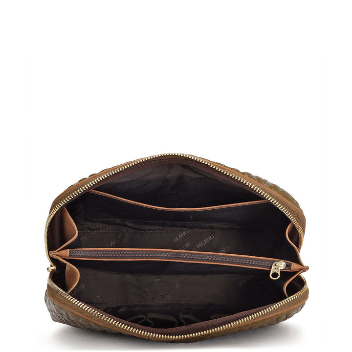 Large Monogram Leather Multi Pouch - Moss