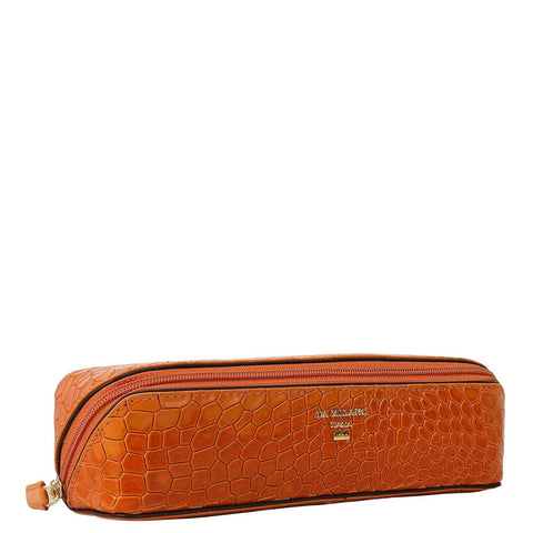 Croco Leather Multi Pouch - Flame
