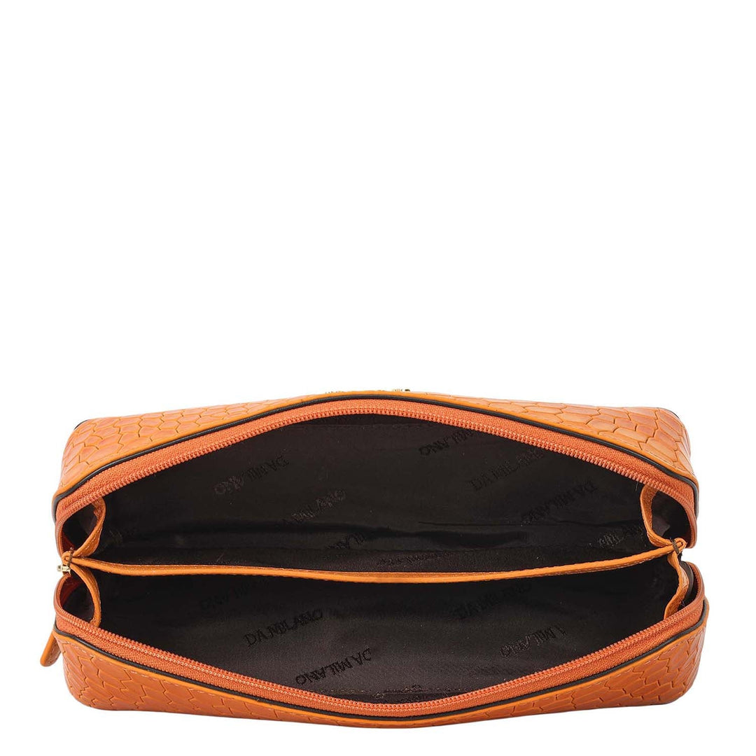 Croco Leather Multi Pouch - Flame