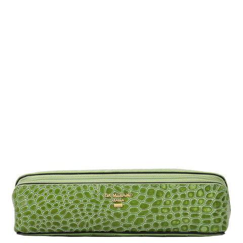 Croco Leather Multi Pouch - Kiwi