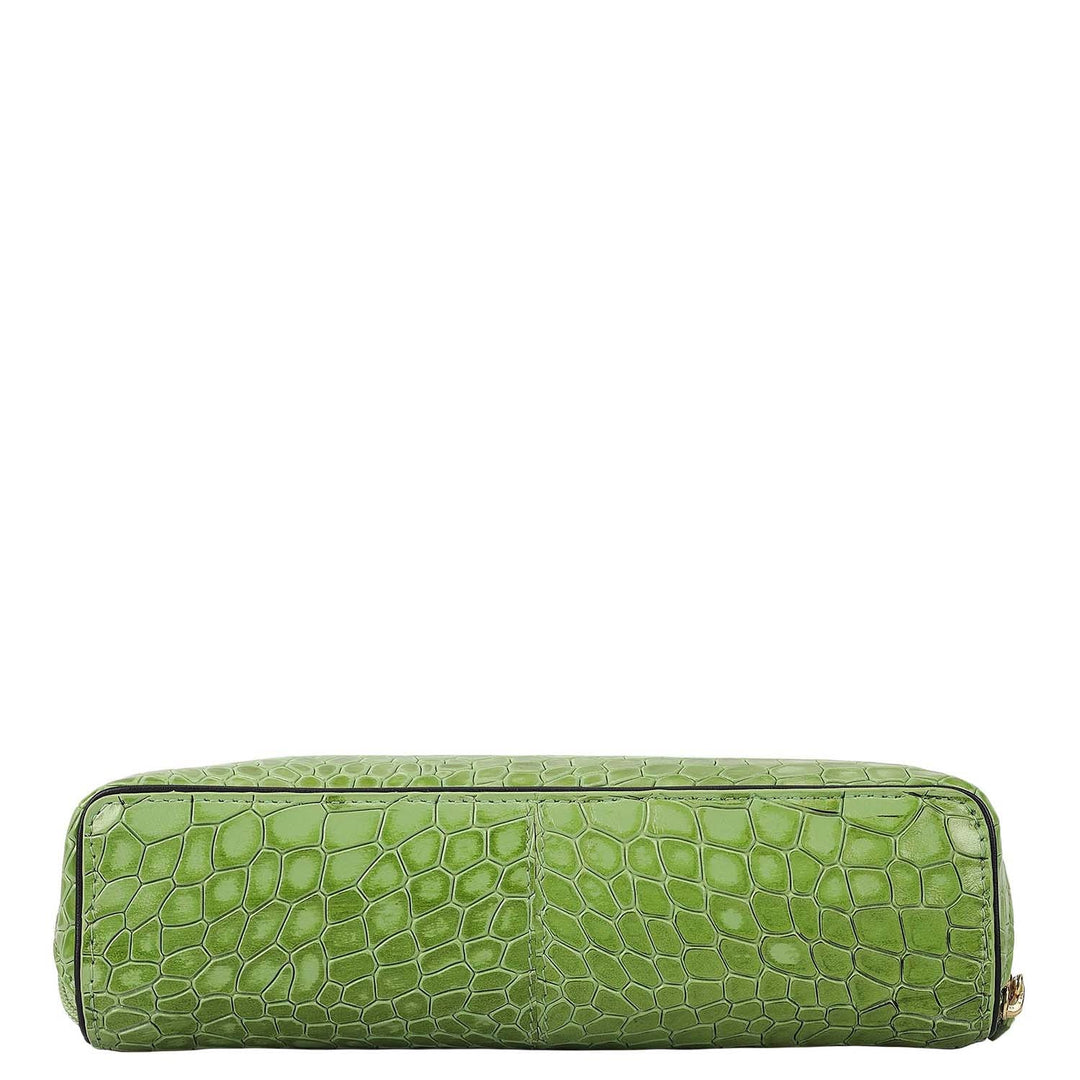 Croco Leather Multi Pouch - Kiwi